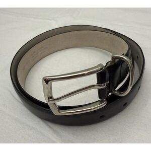 Liz Claiborne Women's Black Bonded Leather Belt Silver Buckle XL